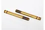 Two gold-coloured titanium nitride coated shock shafts for Traxxas RC vehicles against a white background.