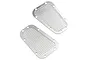 Two rectangular stainless steel bonnet vents for an RC crawler, featuring a slatted design with pre-drilled mounting holes.