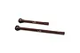 Two dark brown steel drive axles for an RC car, featuring the Yeah Racing logo, isolated on a white background.