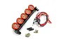 Yeah Racing 125mm roof light bar with five red-cased LED lights, wiring harness, and mounting hardware on a white background.