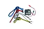 A Yeah Racing 1/10 scale RC light kit featuring a black control box, multiple LED light sets with blue, red, white, and yellow wiring, and a power connector.
