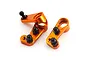 Orange anodized aluminium steering bellcrank set for HPI Sprint 2 RC car by Yeah Racing.