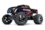Traxxas Stampede VXL 1/10 scale electric monster truck with black body and colorful graphics on a white background.