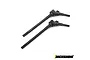 Two black steel universal drive shafts for an RC vehicle, featuring articulated joints and threaded ends, displayed against a white background.