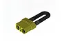 An ARRMA XT90 female loop connector with a black wire loop against a white background.