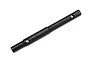 A black metal input transmission cush drive shaft for Traxxas X-Maxx RC vehicles, featuring a stepped cylindrical design with two cross-drilled holes.