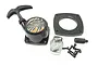Rovan Super Easy pull start conversion kit including starter assembly, mounting plate, starter dog, and mounting screws.