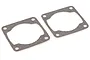 Two grey, square-shaped 4-bolt cylinder head gaskets for an RC engine, shown on a plain white background.