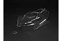 A clear, unpainted polycarbonate body shell for an ARRMA 1/8 scale Typhon RC buggy, shown against a dark background.