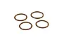 Four brown rubber O-rings arranged in a square pattern against a plain white background.