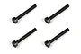Four black metal cap head screws arranged in a grid on a white background.