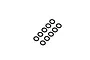 Ten small, thin, dark grey circular metal washers arranged in two rows of five against a plain white background.