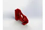A red anodized aluminium motor mount for ARRMA RC vehicles, shown in a studio render.