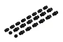 A collection of black composite pivot balls for ARRMA RC vehicles arranged in rows on a white background.