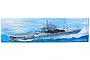 Box art for a Trumpeter 1/350 scale model kit of the USSR Admiral Kuznetsov aircraft carrier, showing an illustration of the ship at sea.