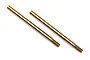 Two gold-colored titanium nitride coated shock shafts for Traxxas RC vehicles, shown against a white background.