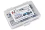 RC Screwz rubber shielded bearing kit for Traxxas E-Revo VXL 2.0 in a clear plastic storage box.