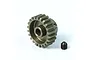 A hard-coated aluminium 21T 0.6Mod pinion gear for RC cars, shown with a small black grub screw on a white background.