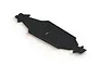 A black long wheelbase aluminium main chassis plate for an ARRMA RC vehicle, shown from a high-angle perspective against a white background.