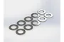 Ten ARRMA steel washers arranged in a grid pattern on a plain white background.