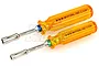Two MIP nut drivers with translucent amber handles and metal shafts, one marked 5.5mm and the other 7.0mm.