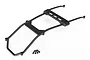 Black plastic rear body support rails for Traxxas E-Revo VXL 2.0 with four included mounting screws on a white background.