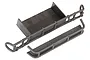 Traxxas UDR rear bumper and bumper extension parts in grey plastic, shown from a high angle against a white background.