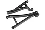 Two black plastic suspension arms for a Traxxas E-Revo VXL 2.0 RC car, shown against a white background.
