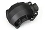 A black plastic front differential housing for a Traxxas UDR RC car, viewed from an angle against a white background.
