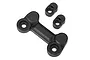 Traxxas UDR suspension pin retainers, including one large H-shaped bracket and two small individual retainers, shown against a white background.