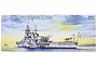 Box art for a Trumpeter 1/350 scale Italian Navy Battleship RN Roma plastic model kit, featuring an illustration of the ship at sea.