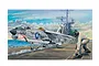 Box art for a Trumpeter 1/32 scale F-8E Crusader model kit showing a US Navy jet on an aircraft carrier deck with a flight deck crew member.