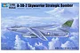 Product box art for a Trumpeter 1/48 scale A-3D-2 Skywarrior Strategic Bomber plastic model kit featuring an illustration of the aircraft in flight.