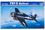 The box art for a Trumpeter 1/32 scale F6F-5 Hellcat plastic model kit, featuring an illustration of the aircraft in flight against a blue sky.