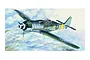 Box art illustration of a German Focke-Wulf Fw 190 fighter aircraft flying above clouds.