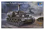 Box art for a Trumpeter 1/35 scale German Pz.Kpfw IV Ausf D/E Fahrgestell model kit, featuring an illustration of the tracked vehicle with a crane.