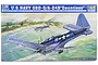 Product box for a 1/32 scale Trumpeter U.S. Navy SBD-5/A-24B Dauntless model kit featuring an illustration of two bombers flying over a coastline.