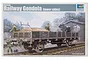 Box art for Trumpeter 1/35 scale German Railway Gondola model kit, featuring a painted illustration of a railway wagon with soldiers and an anti-aircraft gun.