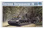Box art for a Trumpeter 1/35 scale German Bergepanzer IV recovery tank model kit featuring an illustration of the vehicle in a forest setting.