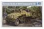 Box art for a Trumpeter 1/35 scale German Sd.Kfz.8 DB10 armoured half-track model kit, featuring an illustration of the vehicle in a forest setting.