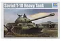 The box art for a Trumpeter 1/35 scale Soviet T-10 Heavy Tank plastic model kit, featuring an illustration of the tank in a field.