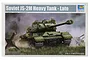 Box art for a Trumpeter 1/35 scale Soviet JS-2M Heavy Tank model kit featuring an illustration of the tank with soldiers in a field.