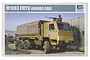 Trumpeter 1/35 scale M1083 FMTV Armor Cab model kit box art showing a tan military truck with soldiers in a desert setting.