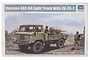 Box art for a 1/35 scale Trumpeter model kit of a Russian GAZ-66 light truck equipped with a ZU-23-2 anti-aircraft gun.