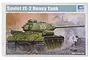 Product box for the Trumpeter 1/35 scale Soviet JS-2 Heavy Tank plastic model kit, featuring box art of the tank in a battlefield scene.