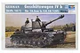 Box art for a Trumpeter 1/35 scale German Geschützwagen IV b model kit showing a tank in a field with crew members.