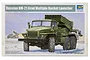 Product box for Trumpeter 1/35 scale Russian BM-21 Grad Multiple Rocket Launcher model kit, featuring an illustration of the military truck in a snowy landscape.