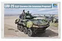 Box art for a Trumpeter 1/35 scale LAV-25 SLEP plastic model kit featuring an illustration of the armoured vehicle in a desert landscape.