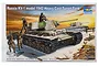 Box art for a Trumpeter 1/35 scale Russian KV-1 1942 Heavy Cast Turret Tank plastic model kit, featuring an illustration of the tank and crew in a snowy field.