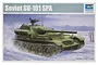 Box art for a Trumpeter 1/35 scale Soviet SU-101 SPA model kit featuring an illustration of the tank driving through snow.